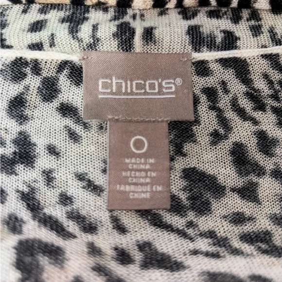 Chico’s Cardigan Women 0 XS Animal Print Open Front Waterfall Oversized Popular - Picture 2 of 10
